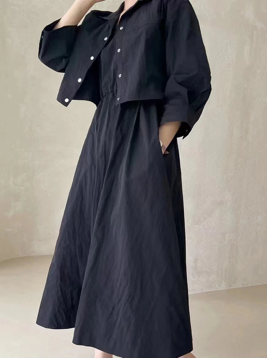 Ensemble 2 pièces Casual- Robe sans manches et veste légère